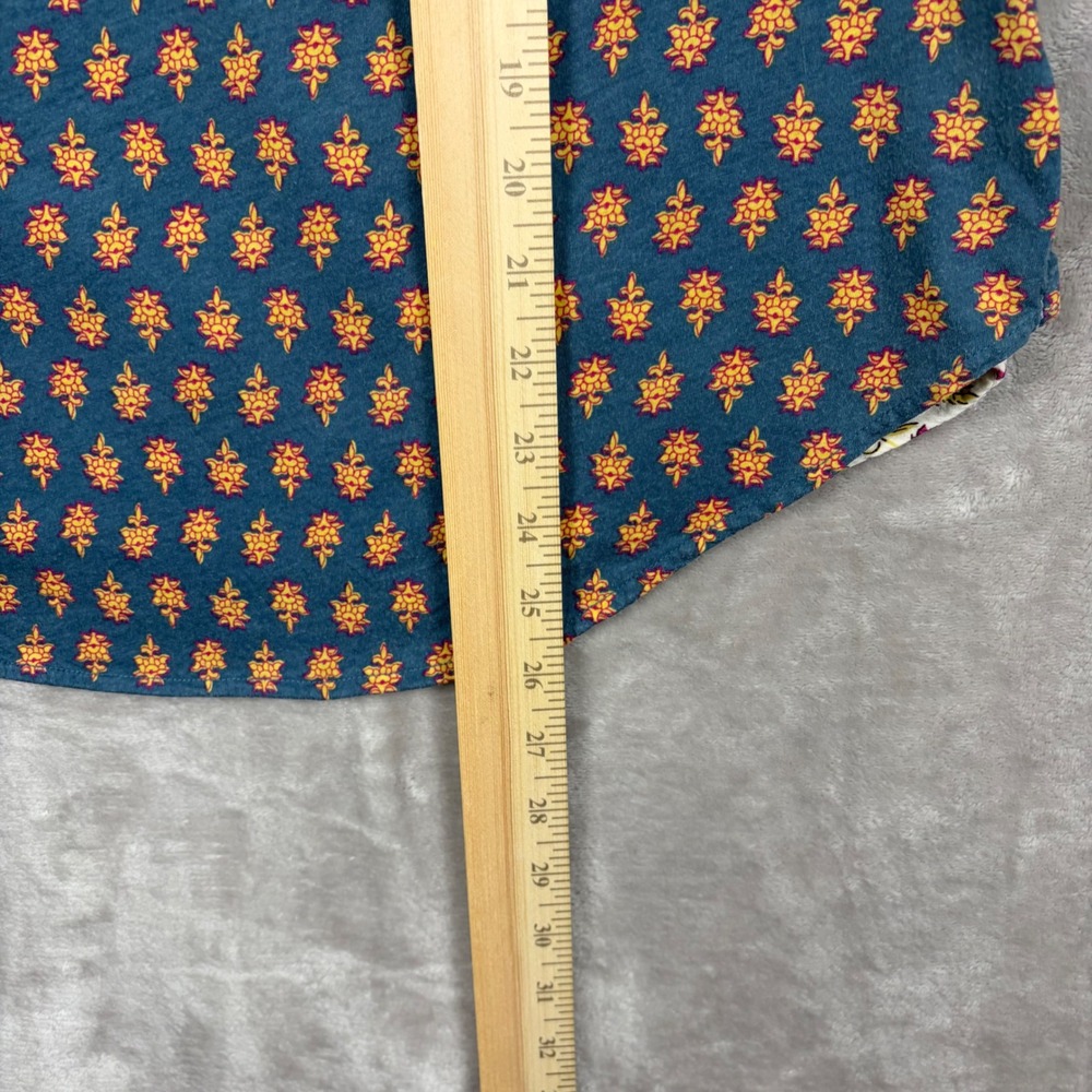 Anthropologie Maeve Top S Mixed Print Floral Damask Teal Orange 3/4 Sleeve Boho - Picture 5 of 7